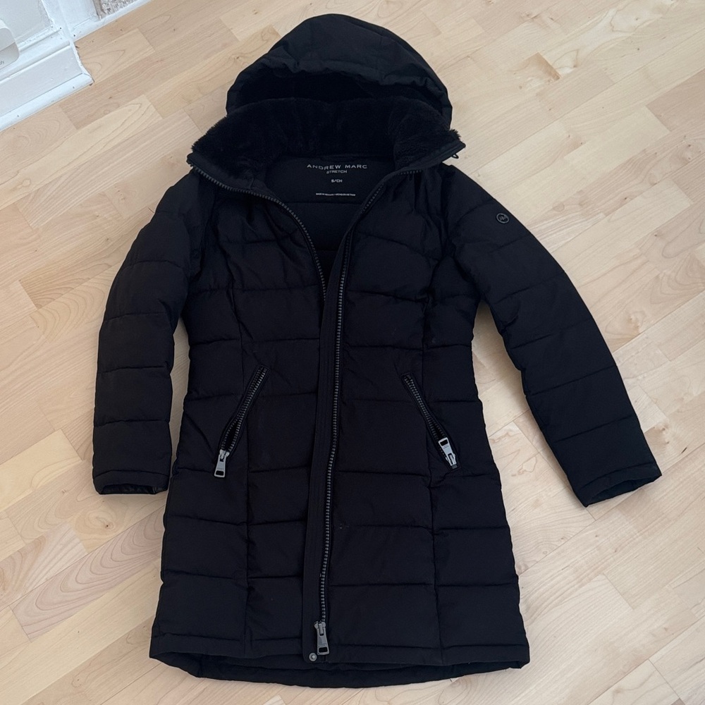 Andrew Marc Women's Long Black Puffer Jacket